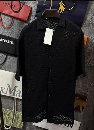 Сорочка чоловіча теніска zara man чорний s m