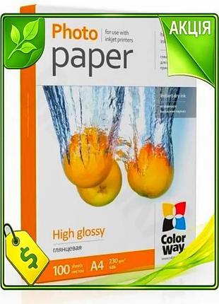 Ve фотопапір colorway глянсовий a4 new version 230 г/м2 100 арк для фотографій альбомів та проектів др n6w_ver