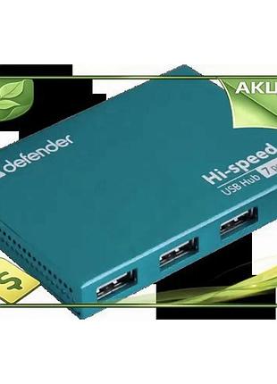 Ve хаб usb defender septima new version slim 7 портов usb 2.0 с блоком питания для компьютера синий ко n6w_ver