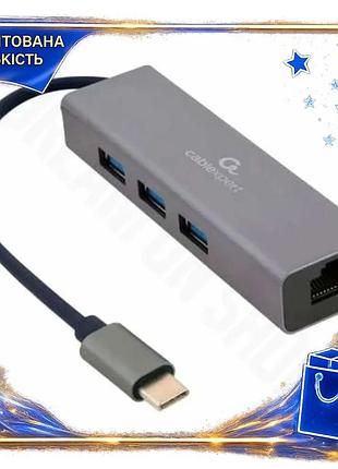 Dm хаб usb cablexpert специфікація 2.2 type-c 3.1 3xusb 3.1 для ноутбука і пк з гігабітним ethernet по spe|lz