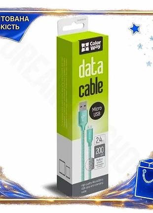 Dm кабель usb 2.0 специфікація 2.2 am - microusb 2 м colorway mint 2.4a зарядний кабель для смартфона spe|lz