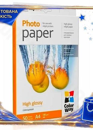 Dm фотопапір colorway глянсовий специфікація 2.2 a4 180 г/м2 50 арк для фотографій друк портфоліо spe|lz