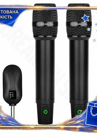 Dm микрофон для караоке спецификация 2.2 беспроводной real-el черный 6,35мм jack 2 шт для пения и разв spe|lz