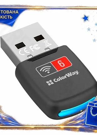 Dm мережевий адаптер colorway специфікація 2.2 black usb 2.0 wifi 6 до 286 mb/s для пк ноутбука бездро spe|lz