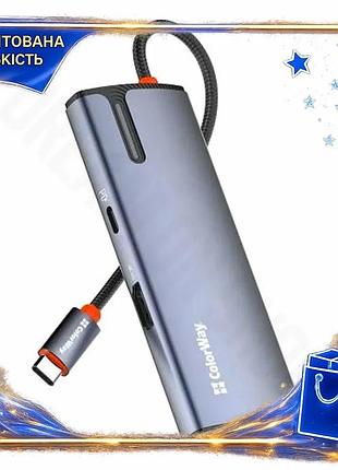Dm хаб usb colorway специфікація 2.2 6-в-1 сірий type-c 3.0 для ноутбуків і планшетів з hdmi usb 3.0 e spe|lz