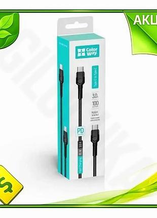Ve кабель type-c для type-c new version 1 м черный colorway для зарядки ноутбука и смартфона 65 вт 3a n6w_ver