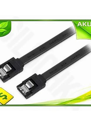 Ve кабель sata 50 см new version чорний atcom для підключення жорсткого диска з засувками з'єднувальни n6w_ver