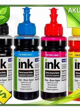 Ve комплект чорнила colorway 4 new version шт 100 мл водорозчинні для принтерів epson кольорові чорнил n6w_ver