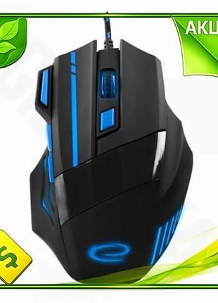 Ve миша esperanza оптична black/blue new version usb геймерська 2400 dpi ергономічна 7 кнопок з підсві n6w_ver
