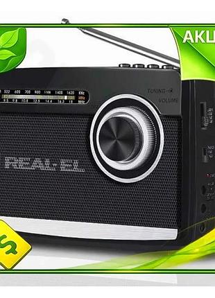 Ve радіоприймач real-el 3 вт new version портативний fm am sw з акумулятором usb ліхтарик плеєр для по n6w_ver