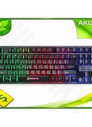 Ve клавіатура real-el gaming мембранна new version з підсвічуванням для геймерів чорна usb без цифрово n6w_ver