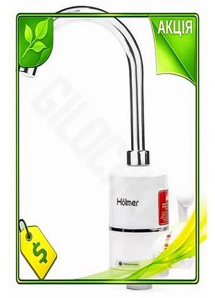 Ve водонагрівач проточний holmer 3000w new version механічний для миттєвого нагріву води з led дисплеє n6w_ver