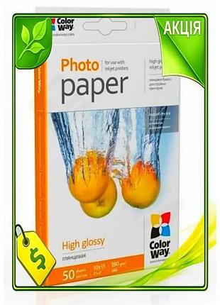 Ve фотопапір colorway глянсовий a6 new version 180 г/м2 50 арк для фотоальбомів друку знімків n6w_ver
