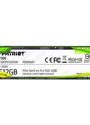 Ve твердотельный накопитель ssd patriot new version p300 512 гб m.2 pcie 3.0 x4 nvme для пк и ноутбуко n6w_ver