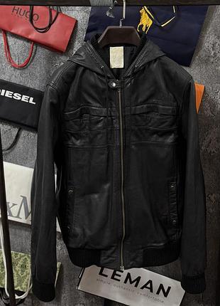 Куртка чоловіча шкірянка top man leather piel чорний m