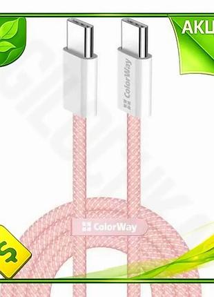 Ve кабель type-c до type-c new version 1 м pink colorway 60 вт зарядний шнур для синхронізації живленн n6w_ver