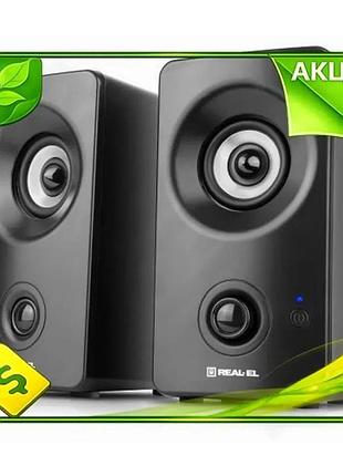 Ve колонки 2.0 real-el беспроводные new version черные акустические bluetooth 3,5 мм для компьютера и n6w_ver