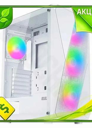Ve корпус mid tower 2e new version gaming aruba white без бж для пк atx micro atx mini itx з argb скло n6w_ver