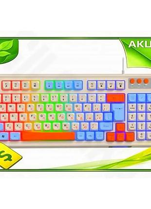 Ve клавіатура maxxter usb біла new version компактна ігрова клавіатура з led підсвічуванням мембранна n6w_ver