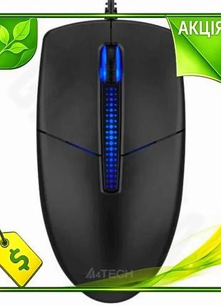 Ve миша a4tech дротова оптична new version usb чорна з синім підсвічуванням 1200 dpi для комп'ютера та n6w_ver