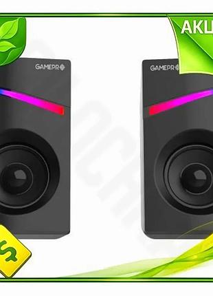 Ve колонки gamepro чорні 2.0 new version 3 вт usb mini-jack 3,5 мм rgb підсвічування для комп'ютера ак n6w_ver