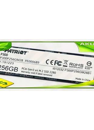 Ve твердотельный накопитель ssd patriot new version p300 256гб m.2 pcie 3.0 x4 скоростной nvme для ком n6w_ver