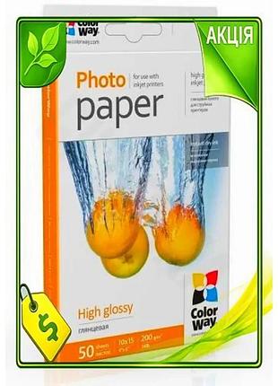 Ve фотопапір colorway глянсовий a6 new version 200 г/м2 50 арк для друку фото та крафтових проектів n6w_ver