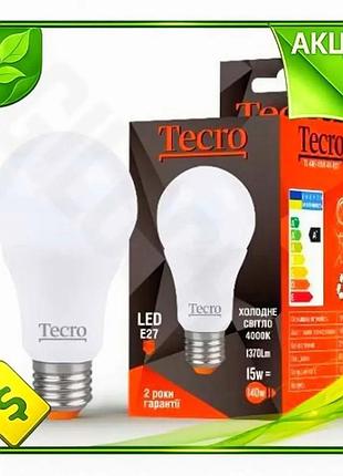 Ve светодиодная лампа tecro e27 new version 15 вт 4000k матовая 1280 лм для освещения помещений нейтра n6w_ver