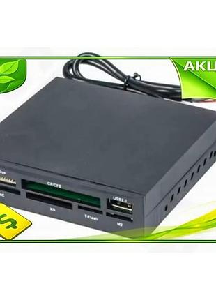 Ve кардридер gembird 3.5" чорний new version для sd microsd xd ms m2 cf usb 2.0 читач карт пам'яті n6w_ver
