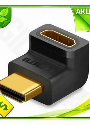 Ve переходник hdmi (m) - new version hdmi (f) ugreen черный угловой разъем для телевизора монитора n6w_ver
