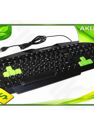 Ve клавиатура esperanza wired usb new version черная зеленая игровая мембранная полноразмерная для ком n6w_ver