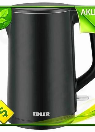 Ve электрочайник edler 1.8 л new version 1500w черный двухслойный корпус с защитой от перегрева и кипе n6w_ver