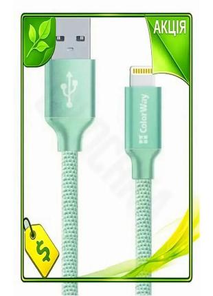 Ve кабель usb am lightning new version 1 м colorway зелений для синхронізації живлення зарядний кабель n6w_ver