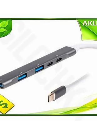 Ve хаб usb maxxter type-c new version 3.0 100 вт 4 порта алюминиевый корпус для ноутбука компьютера ад n6w_ver