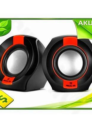 Ve колонки 2.0 real-el s-50 new version black/red usb акустическая система для ноутбука мобильных устр n6w_ver