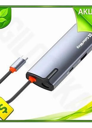 Ve usb colorway 5 в new version 1 серый док-станция для ноутбука type-c 3.0 hdmi usb 3.0 зарядка 4k n6w_ver