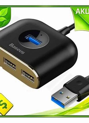 Ve хаб usb baseus square new version чорний usb 3.0 1xusb 3.0 3xusb 2.0 для комп'ютера розширювач порт n6w_ver