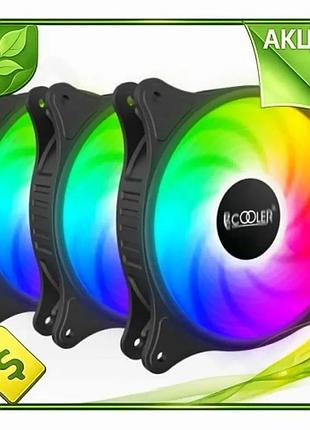 Ve вентилятор 120 мм pccooler new version argb чорний 3 шт для корпусу пк активне охолодження тихий гі n6w_ver