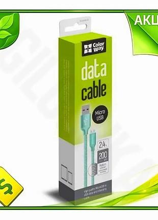 Ve кабель usb 2.0 am new version - microusb 2 м colorway mint 2.4a зарядний кабель для смартфона та пл n6w_ver