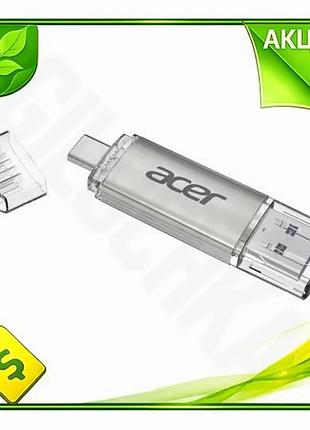 Ve флеш накопитель usb 32гб new version acer серебристый type-c usb 3.2 моноблок для хранения данных н n6w_ver
