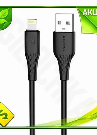 Ve кабель usb am lightning new version 2 м colorway чорний для синхронізації та живлення 3a зарядний к n6w_ver