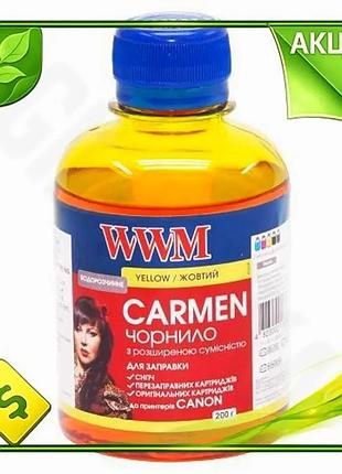 Ve чорнило wwm canon carmen new version жовте 200 мл водорозчинне для заправки картриджів струйний бар n6w_ver