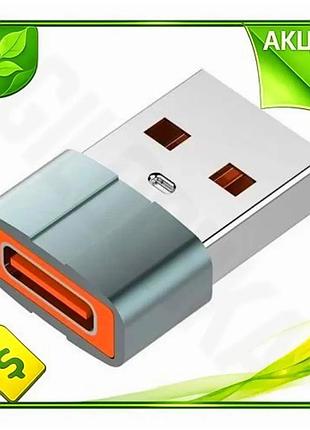 Ve перехідник type-c (f) usb new version 2.0 (m) grey colorway адаптер для зарядки та передачі даних n6w_ver