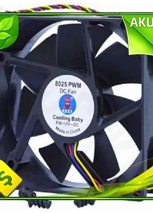 Ve вентилятор 80 мм cooling new version baby черный 4-pin pwm активное охлаждение для компьютера и кор n6w_ver