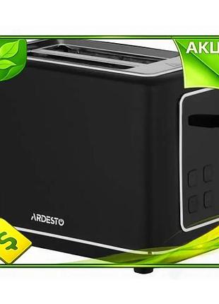Ve тостер ardesto чорний 800 new version вт 2 слоти 7 режимів підсмажування з led-дисплеєм для тостів n6w_ver