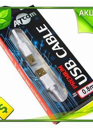 Ve кабель usb 2.0 am new version - usb bm 0.8 м білий atcom для підключення периферії комп'ютера кабел n6w_ver