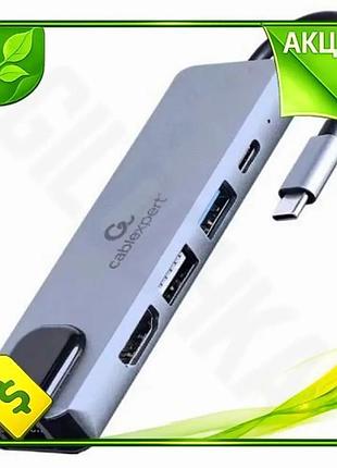 Ve хаб usb cablexpert 5 new version в 1 серый type-c 3.2 для ноутбука hdmi 4k адаптер для подключения n6w_ver