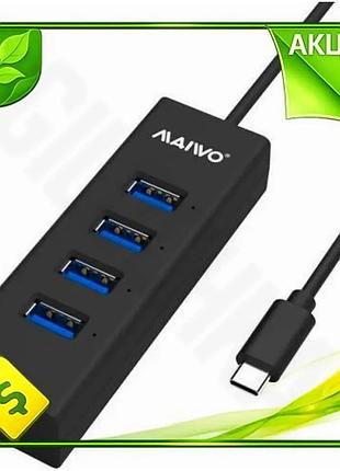 Ve хаб usb maiwo черный new version 4 порта usb 3.0 type-c 3.1 для подключения устройств кабель 15 см n6w_ver