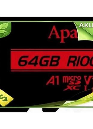 Ve карта пам'яті microsdxc 64гб new version apacer class 10 uhs-i a1 для смартфонів і планшетів швидкі n6w_ver