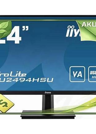 Ve монитор 23.8" iiyama prolite new version va 1920x1080 для работы и обучения черный безрамочный с hd n6w_ver